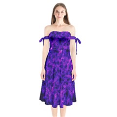 Queen Annes Lace In Blue And Purple Shoulder Tie Bardot Midi Dress by okhismakingart