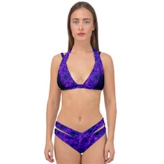 Queen Annes Lace In Blue And Purple Double Strap Halter Bikini Set by okhismakingart