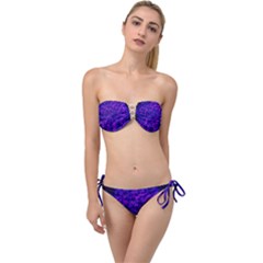 Queen Annes Lace in Blue and Purple Twist Bandeau Bikini Set