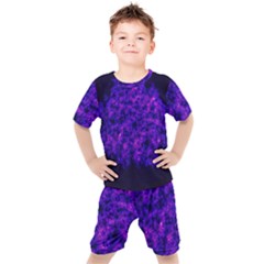 Queen Annes Lace In Blue And Purple Kids  Tee And Shorts Set by okhismakingart