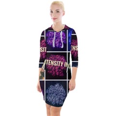 Floral Intensity Increases  Quarter Sleeve Hood Bodycon Dress by okhismakingart