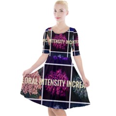 Floral Intensity Increases  Quarter Sleeve A-line Dress by okhismakingart