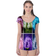 Closing Queen Annes Lace Collage (horizontal) Boyleg Leotard  by okhismakingart