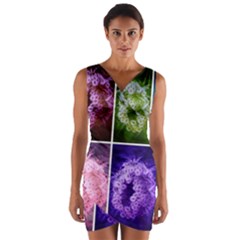 Closing Queen Annes Lace Collage (horizontal) Wrap Front Bodycon Dress by okhismakingart