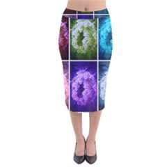 Closing Queen Annes Lace Collage (horizontal) Velvet Midi Pencil Skirt by okhismakingart