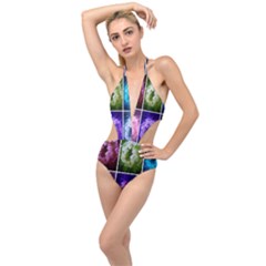Closing Queen Annes Lace Collage (horizontal) Plunging Cut Out Swimsuit by okhismakingart