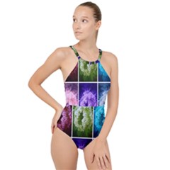 Closing Queen Annes Lace Collage (horizontal) High Neck One Piece Swimsuit