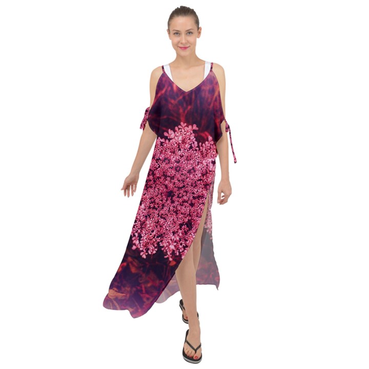 Queen Annes Lace in Red Part II Maxi Chiffon Cover Up Dress