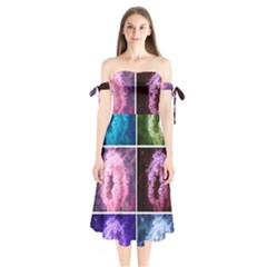 Closing Queen Annes Lace Collage (Vertical) Shoulder Tie Bardot Midi Dress