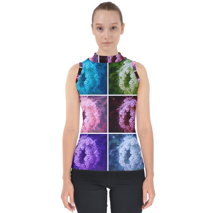 Closing Queen Annes Lace Collage (Vertical) Mock Neck Shell Top