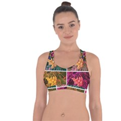 Sideways Sumac Collage Cross String Back Sports Bra by okhismakingart