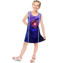 Moon And Locust Tree Collage Kids  Tunic Dress by okhismakingart