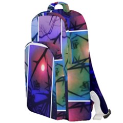 Moon And Locust Tree Collage Double Compartment Backpack by okhismakingart