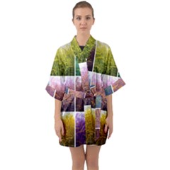 Goldenrod Collage Quarter Sleeve Kimono Robe by okhismakingart