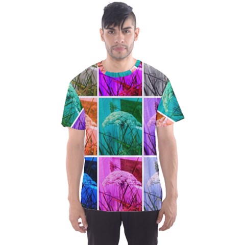 Color Block Queen Annes Lace Collage Men s Sports Mesh Tee by okhismakingart