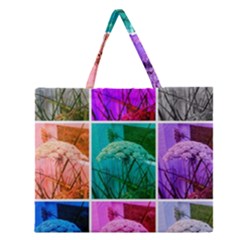 Color Block Queen Annes Lace Collage Zipper Large Tote Bag by okhismakingart