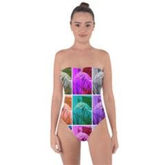 Color Block Queen Annes Lace Collage Tie Back One Piece Swimsuit by okhismakingart