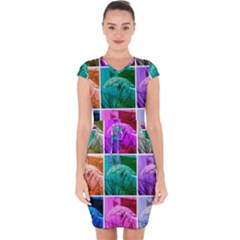 Color Block Queen Annes Lace Collage Capsleeve Drawstring Dress  by okhismakingart