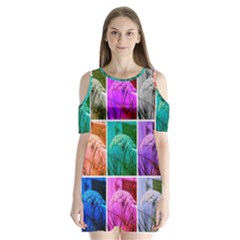 Color Block Queen Annes Lace Collage Shoulder Cutout Velvet One Piece by okhismakingart