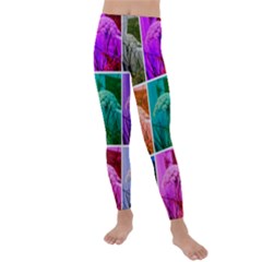 Color Block Queen Annes Lace Collage Kids  Lightweight Velour Leggings by okhismakingart