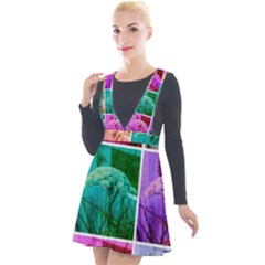 Color Block Queen Annes Lace Collage Plunge Pinafore Velour Dress by okhismakingart