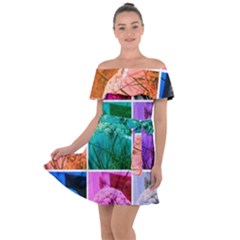 Color Block Queen Annes Lace Collage Off Shoulder Velour Dress by okhismakingart