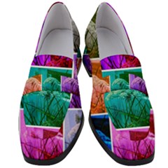 Color Block Queen Annes Lace Collage Women s Chunky Heel Loafers