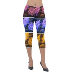 Primary Color Queen Anne s Lace Lightweight Velour Capri Leggings  by okhismakingart