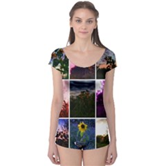 Sunflower Collage Boyleg Leotard  by okhismakingart