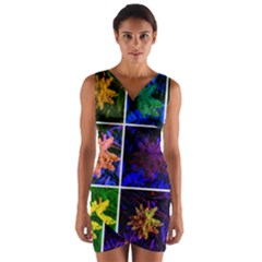 Sumac Collage Wrap Front Bodycon Dress by okhismakingart