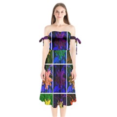 Sumac Collage Shoulder Tie Bardot Midi Dress by okhismakingart