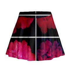 Geranium Collage Mini Flare Skirt by okhismakingart