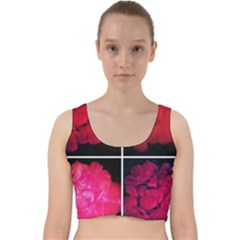 Geranium Collage Velvet Racer Back Crop Top by okhismakingart