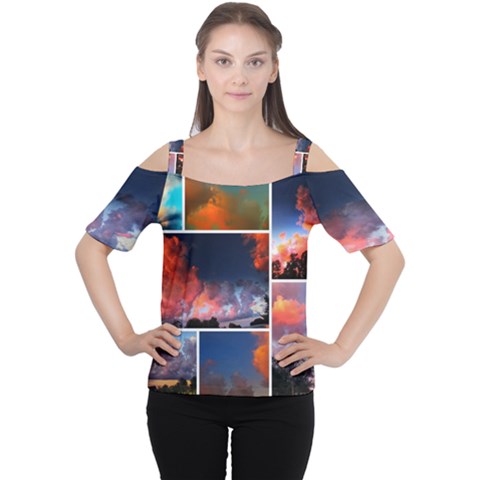 Sunset Collage Cutout Shoulder Tee by okhismakingart