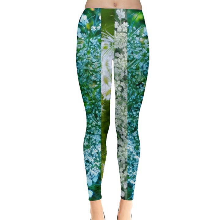 Queen Annes Lace Vertical Slice Collage Leggings 