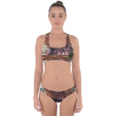 Queen Annes Lace Horizontal Slice Collage Cross Back Hipster Bikini Set by okhismakingart