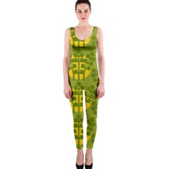 Texture Plant Herbs Green One Piece Catsuit
