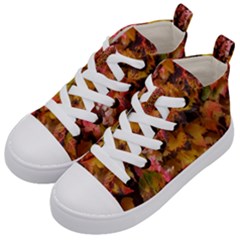 Red And Yellow Ivy Kids  Mid-top Canvas Sneakers by okhismakingart