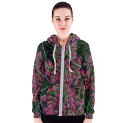 Pink-fringed Leaves Women s Zipper Hoodie by okhismakingart