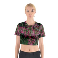 Pink-fringed Leaves Cotton Crop Top by okhismakingart