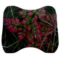 Pink-fringed Leaves Velour Head Support Cushion by okhismakingart
