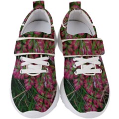 Pink-fringed Leaves Kids  Velcro Strap Shoes by okhismakingart