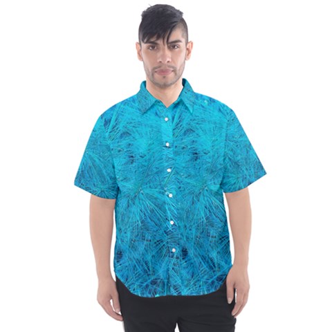 Turquoise Pine Men s Short Sleeve Shirt by okhismakingart