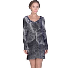 Tree Fungus Black And White Long Sleeve Nightdress by okhismakingart