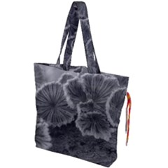 Tree Fungus Black And White Drawstring Tote Bag by okhismakingart