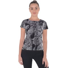 Tree Fungus Branch Vertical Black And White Short Sleeve Sports Top  by okhismakingart