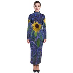 Blue Sunflower Turtleneck Maxi Dress by okhismakingart