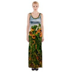 Sunflowers Maxi Thigh Split Dress by okhismakingart