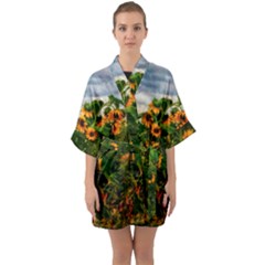 Sunflowers Quarter Sleeve Kimono Robe by okhismakingart