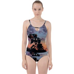 Sunflower Sunset Cut Out Top Tankini Set